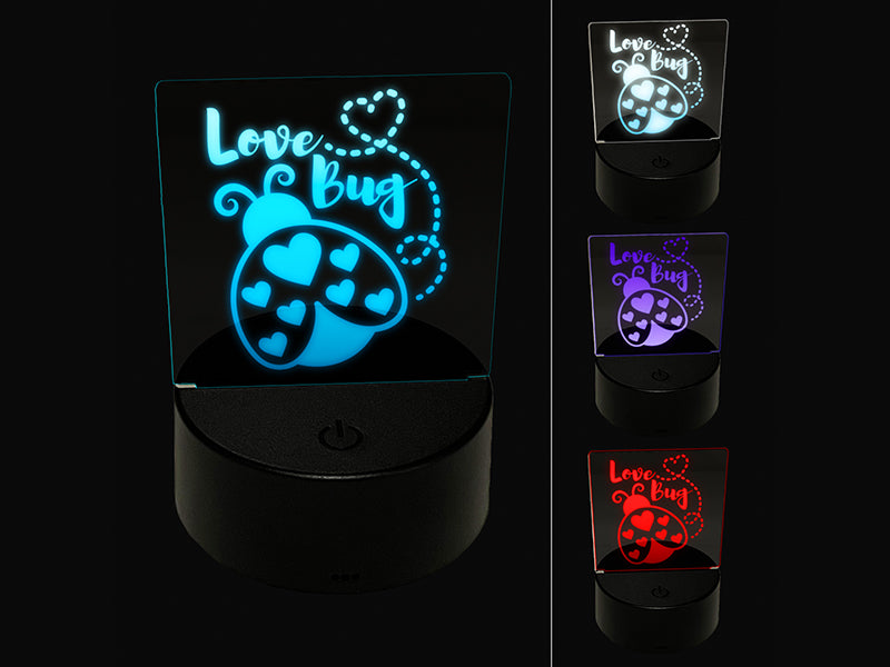 Love Bug Ladybug Lady 3D Illusion LED Night Light Sign Nightstand Desk Lamp