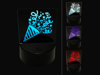 Party Popper with Confetti Celebration Birthday 3D Illusion LED Night Light Sign Nightstand Desk Lamp