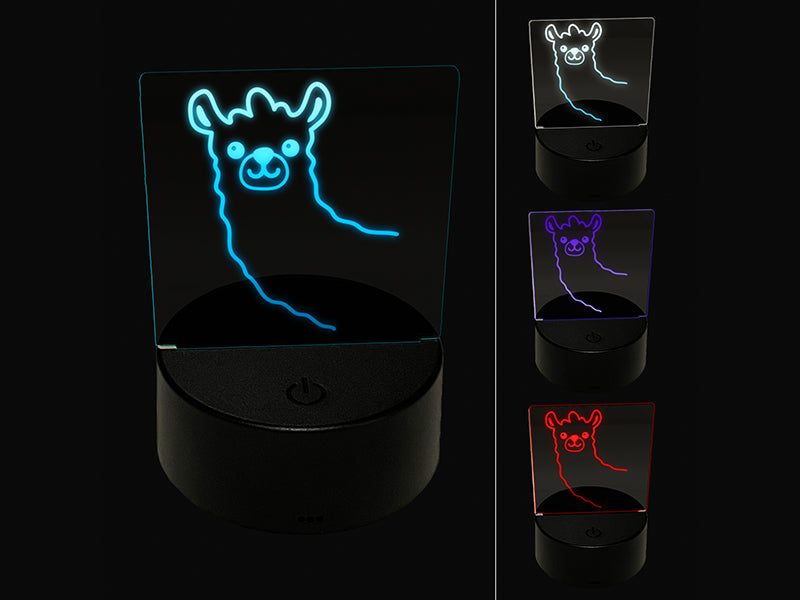 Peeking Llama 3D Illusion LED Night Light Sign Nightstand Desk Lamp