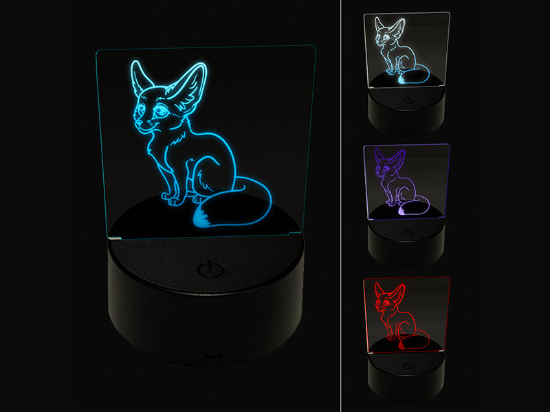 Adorable Fennec Fox 3D Illusion LED Night Light Sign Nightstand Desk Lamp