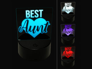 Best Aunt in Heart 3D Illusion LED Night Light Sign Nightstand Desk Lamp