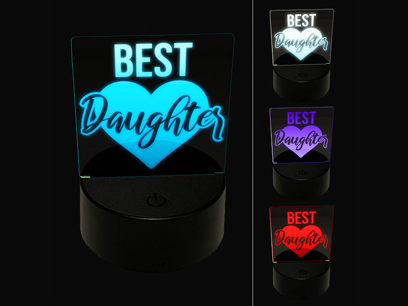 Best Daughter in Heart 3D Illusion LED Night Light Sign Nightstand Desk Lamp