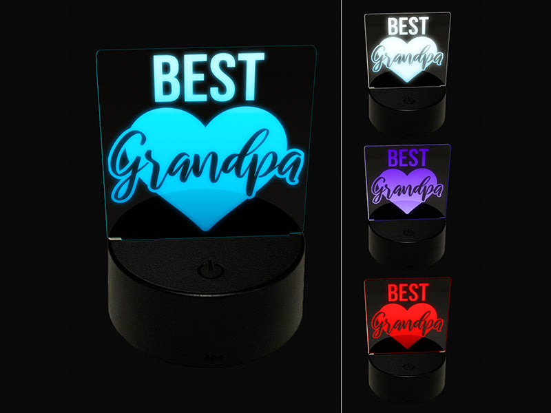 Best Grandpa in Heart Grandparent's Day 3D Illusion LED Night Light Sign Nightstand Desk Lamp