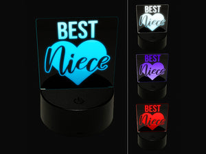 Best Niece in Heart 3D Illusion LED Night Light Sign Nightstand Desk Lamp