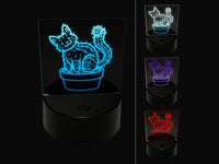 Catcus Cactus Cat Pun 3D Illusion LED Night Light Sign Nightstand Desk Lamp