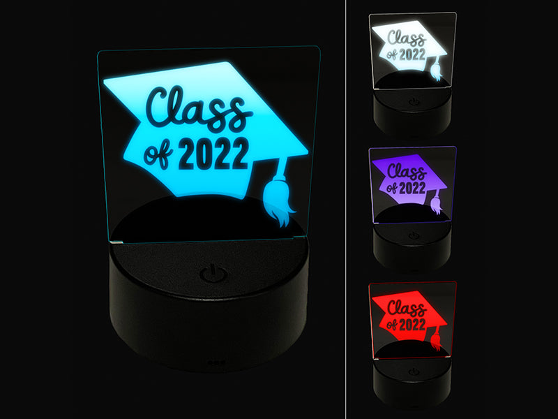 Class of 2022 Written on Graduation Cap 3D Illusion LED Night Light Sign Nightstand Desk Lamp