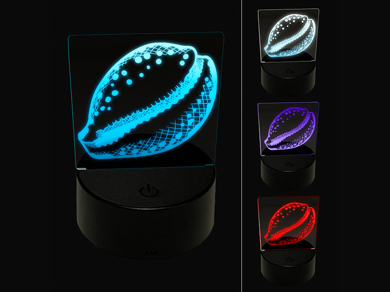 Cyprae Tigris Cowrie Hashmark Shaded Shell Beach Seashell 3D Illusion LED Night Light Sign Nightstand Desk Lamp