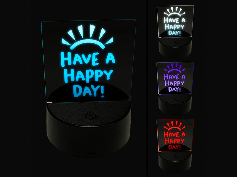 Have a Happy Day Sunshine 3D Illusion LED Night Light Sign Nightstand Desk Lamp