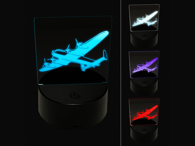 Military Bomber Plane 3D Illusion LED Night Light Sign Nightstand Desk Lamp