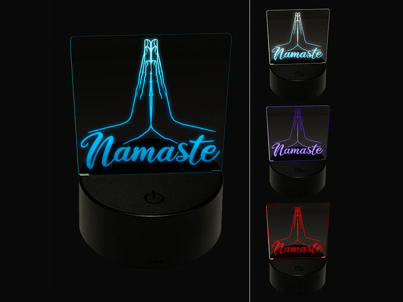 Namaste Palm of Hands Together Yoga 3D Illusion LED Night Light Sign Nightstand Desk Lamp