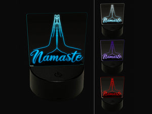 Namaste Palm of Hands Together Yoga 3D Illusion LED Night Light Sign Nightstand Desk Lamp