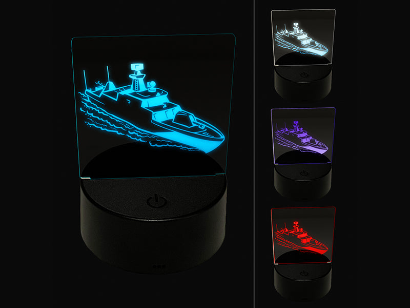 Naval Military Destroyer Battleship 3D Illusion LED Night Light Sign Nightstand Desk Lamp