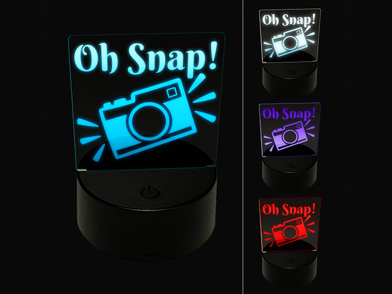 Oh Snap Camera Photography 3D Illusion LED Night Light Sign Nightstand Desk Lamp