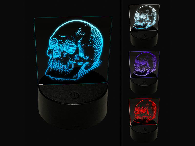 Realistic Human Skull 3D Illusion LED Night Light Sign Nightstand Desk Lamp