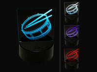 Snare Drum Percussion Musical Instrument 3D Illusion LED Night Light Sign Nightstand Desk Lamp