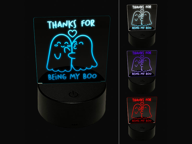 Thanks for Being My Boo Ghost Love Anniversary 3D Illusion LED Night Light Sign Nightstand Desk Lamp