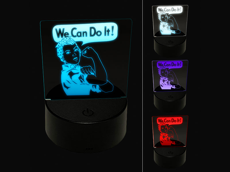 We Can Do It Rosie the Riveter Encouragement 3D Illusion LED Night Light Sign Nightstand Desk Lamp