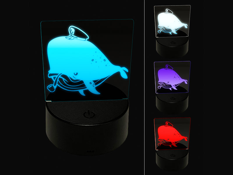 Captain Whale of the Salty Sea 3D Illusion LED Night Light Sign Nightstand Desk Lamp