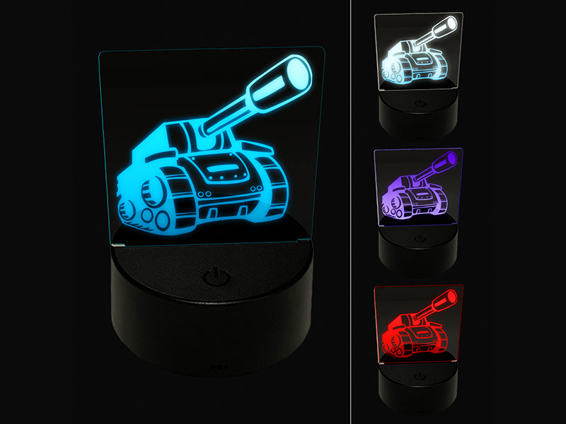 Cartoon Military Army Tank 3D Illusion LED Night Light Sign Nightstand Desk Lamp