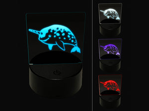 Cheerful Narwhal the Horned Whale 3D Illusion LED Night Light Sign Nightstand Desk Lamp