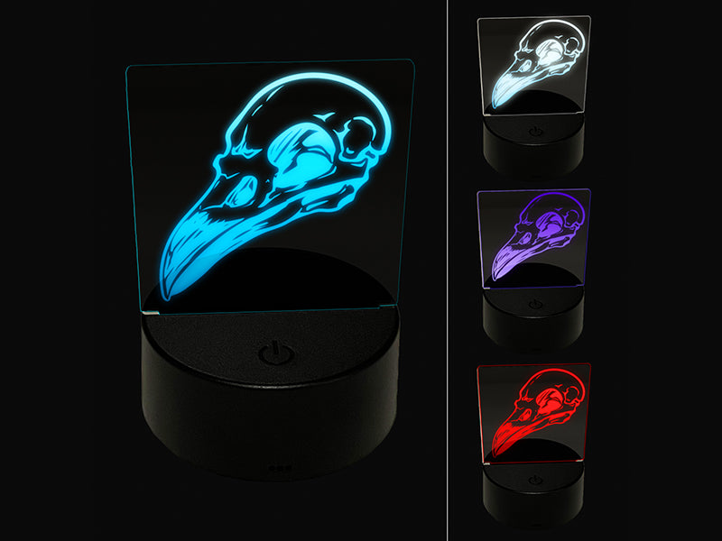 Crow Raven Bird Skull 3D Illusion LED Night Light Sign Nightstand Desk Lamp