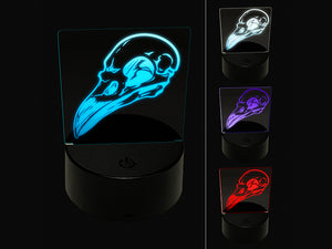 Crow Raven Bird Skull 3D Illusion LED Night Light Sign Nightstand Desk Lamp