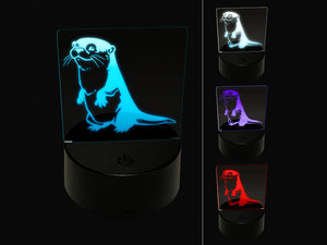 Curious and Cute River Otter Standing 3D Illusion LED Night Light Sign Nightstand Desk Lamp