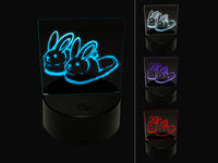 Cute and Fluffy Bunny Slippers 3D Illusion LED Night Light Sign Nightstand Desk Lamp