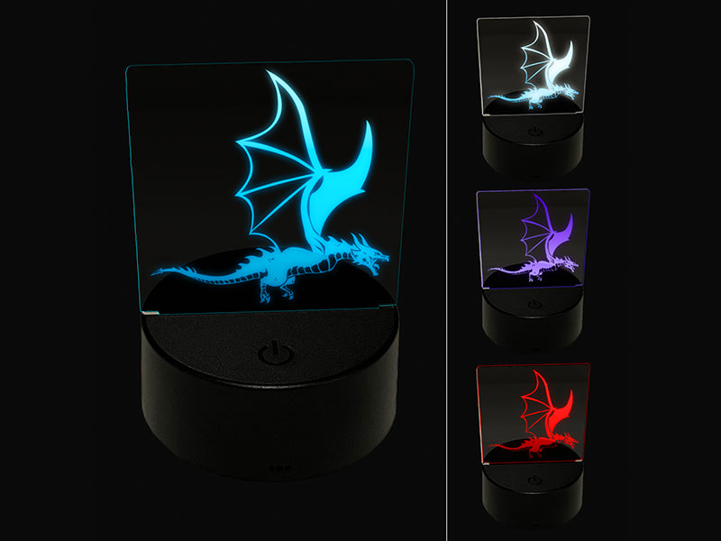 Fierce Flying Dragon 3D Illusion LED Night Light Sign Nightstand Desk Lamp