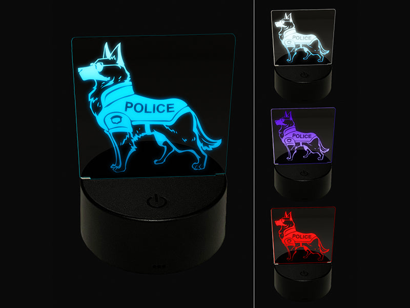 German Shepherd K-9 Police Dog 3D Illusion LED Night Light Sign Nightstand Desk Lamp