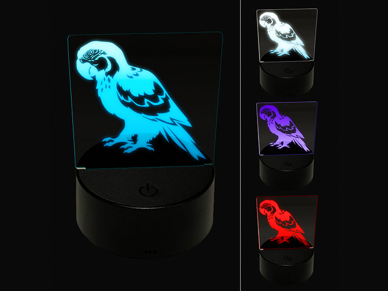 Magnificent Macaw Parrot Bird 3D Illusion LED Night Light Sign Nightstand Desk Lamp