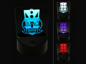 Mischievous Smiling Christmas Nutcracker Face 3D Illusion LED Night Light Sign Nightstand Desk Lamp