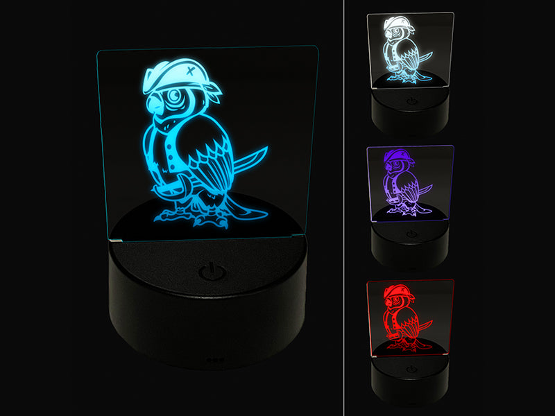 Pirate Parrot with Sword 3D Illusion LED Night Light Sign Nightstand Desk Lamp