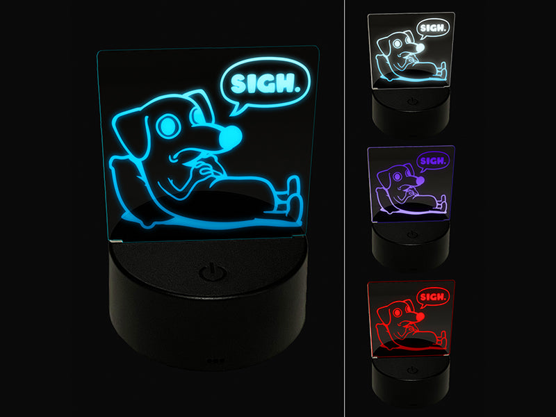 Sad Dachshund Weiner Dog Sigh 3D Illusion LED Night Light Sign Nightstand Desk Lamp