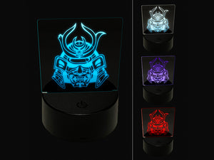 Samurai Warrior Oni Helmet 3D Illusion LED Night Light Sign Nightstand Desk Lamp