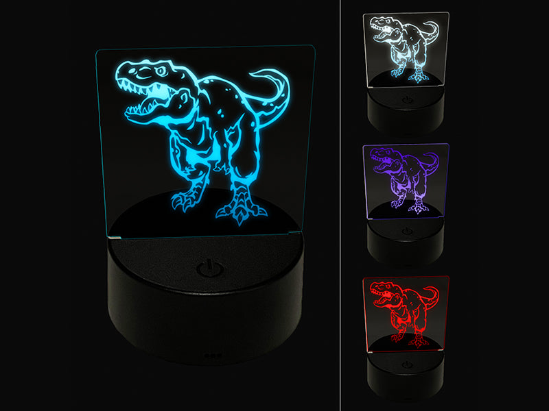 Tyrannosaurus Rex T-Rex Dinosaur on the Hunt 3D Illusion LED Night Light Sign Nightstand Desk Lamp