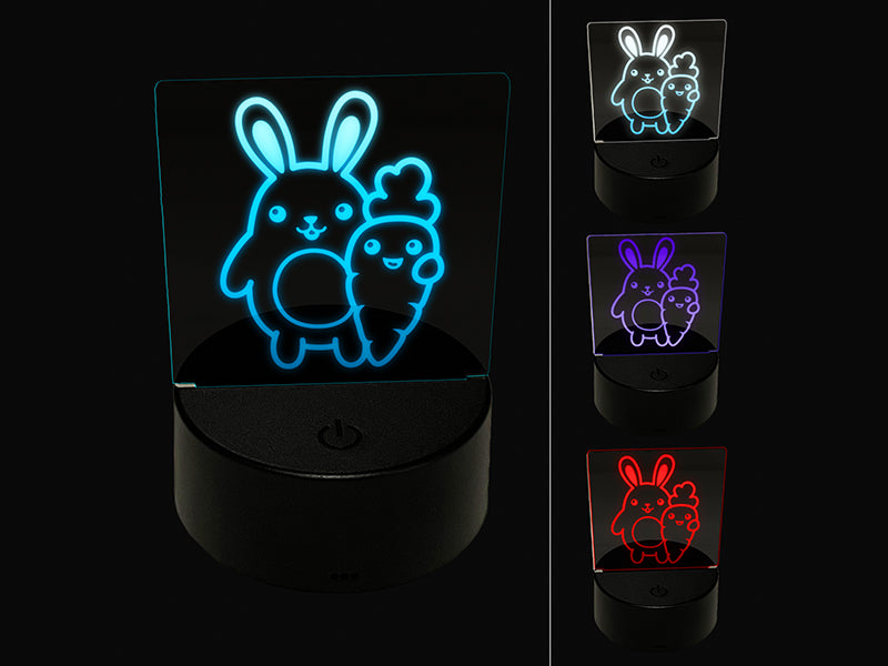 Bunny Carrot Friends Easter 3D Illusion LED Night Light Sign Nightstand Desk Lamp