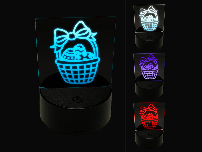 Easter Basket with Eggs 3D Illusion LED Night Light Sign Nightstand Desk Lamp