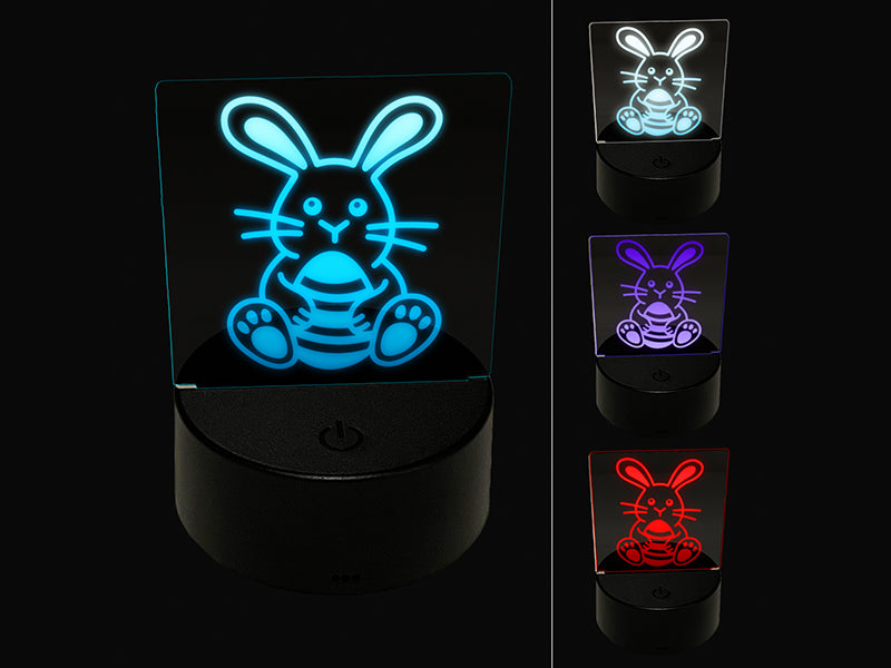Easter Bunny with Egg 3D Illusion LED Night Light Sign Nightstand Desk Lamp