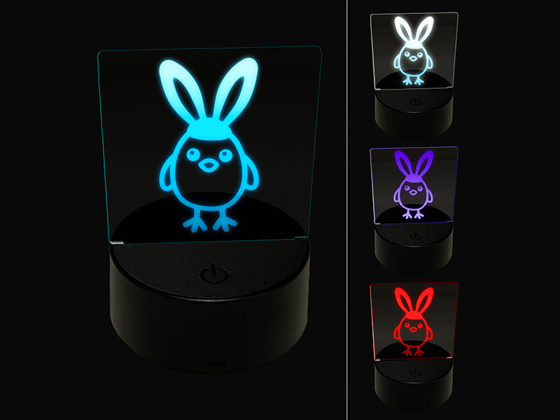 Easter Chick with Bunny Ears 3D Illusion LED Night Light Sign Nightstand Desk Lamp