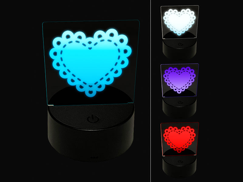 Fancy Heart Doily Love Valentine's Day 3D Illusion LED Night Light Sign Nightstand Desk Lamp