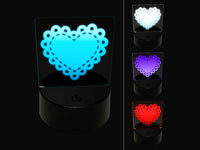 Fancy Heart Doily Love Valentine's Day 3D Illusion LED Night Light Sign Nightstand Desk Lamp