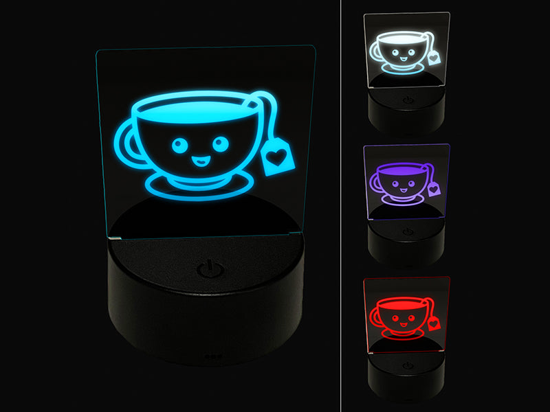 Kawaii Cute Cup of Tea 3D Illusion LED Night Light Sign Nightstand Desk Lamp