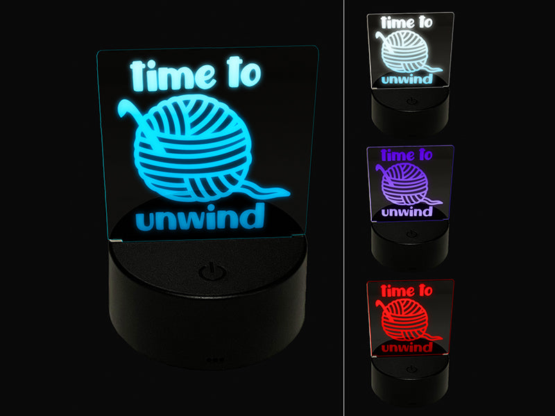 Time to Unwind Crocheting 3D Illusion LED Night Light Sign Nightstand Desk Lamp