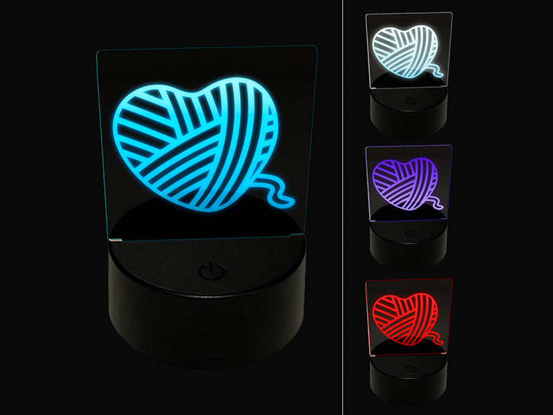 Yarn Heart 3D Illusion LED Night Light Sign Nightstand Desk Lamp