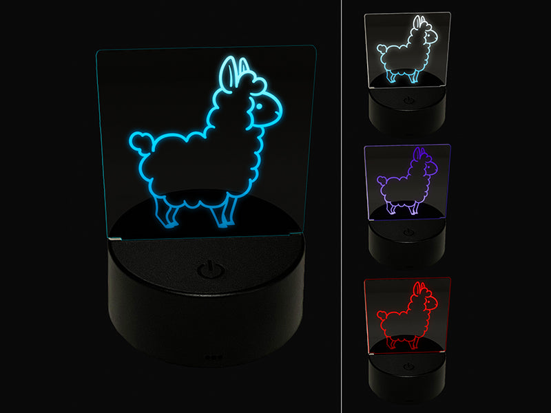 Chibi Little Llama 3D Illusion LED Night Light Sign Nightstand Desk Lamp