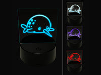 Chibi Narwhal Plopped on Belly 3D Illusion LED Night Light Sign Nightstand Desk Lamp