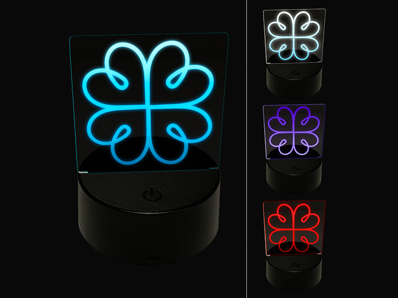 Four Leaf Lucky Clover Tribal Celtic Knot 3D Illusion LED Night Light Sign Nightstand Desk Lamp