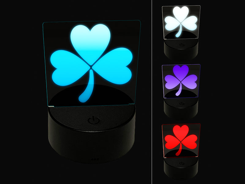 Three Leaf Clover Shamrock 3D Illusion LED Night Light Sign Nightstand Desk Lamp