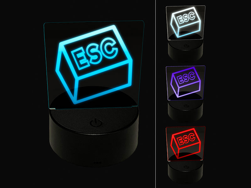 Escape Button Computer Keyboard Funny 3D Illusion LED Night Light Sign Nightstand Desk Lamp